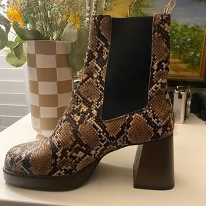 Urban Outfitters Vegan Leather Snakeskin Platform boots